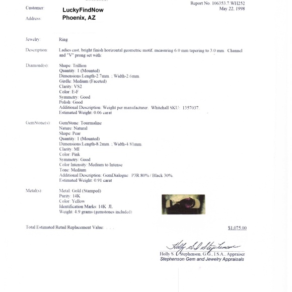 Ladies 14 Kt yellow gold-stamped- Pear shaped Ring - Picture 8 of 8